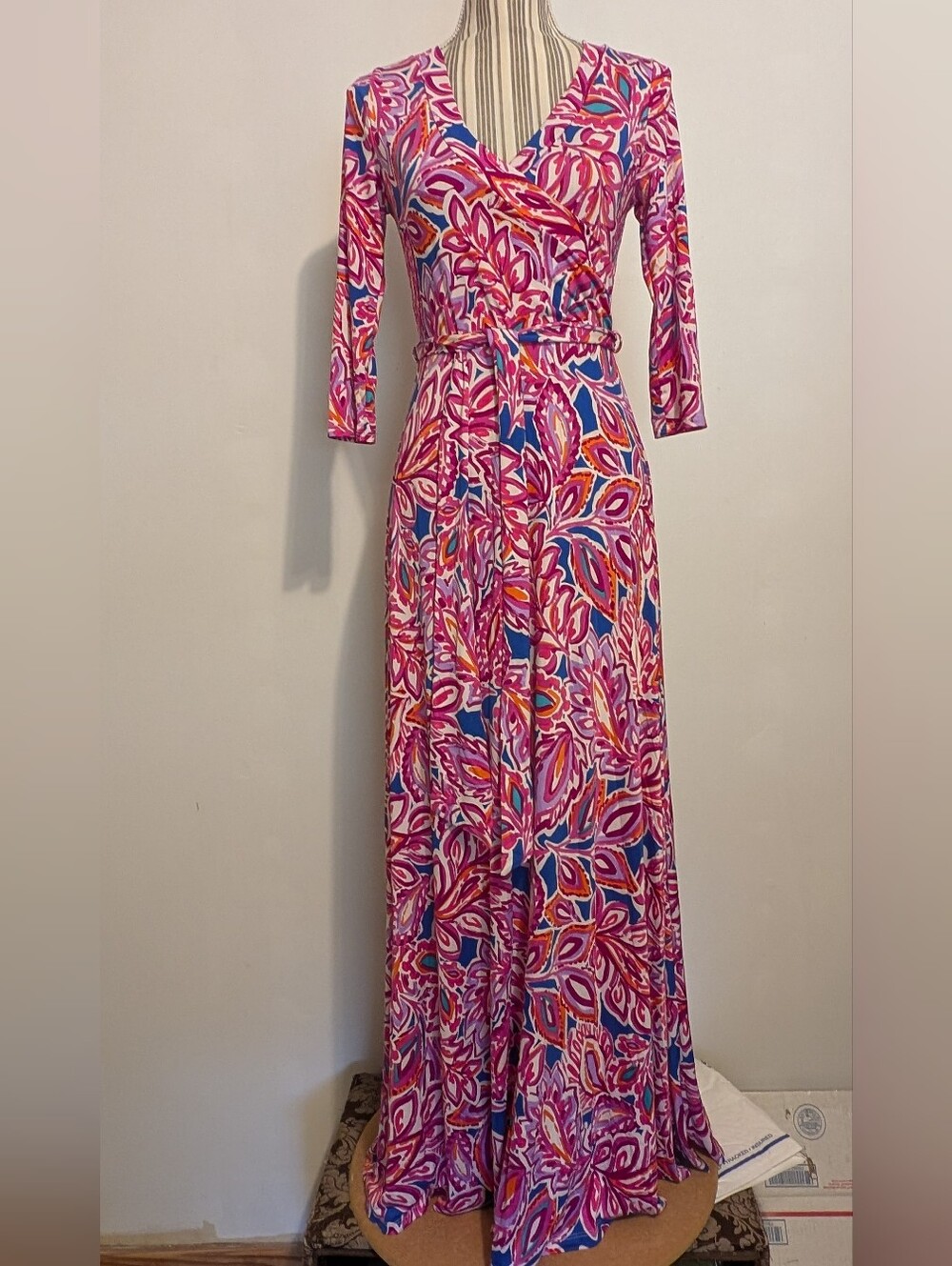 Pink Floral Maxi Dress Women's Small New Boutique